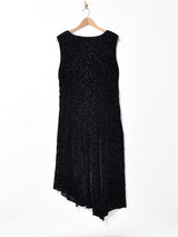 総柄 ベロアスリーブレスワンピース