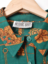 イギリス製 ベルト付き 総柄ワンピース