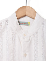 【2色展開】Emerald Motel レースデザイン スタンドカラー 長袖ブラウス