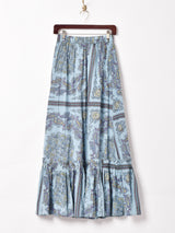 【3色展開】Emerald Motel 総柄 フリルヘム ロングスカート