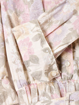 べルト付き 七分袖花柄ワンピース