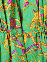 アメリカ製 総柄 長袖シルクワンピース