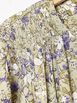 ベルト付き 花柄長袖ワンピース