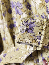 ベルト付き 花柄長袖ワンピース