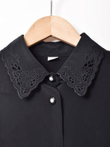 カットワークカラー 長袖ブラウス
