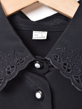 カットワークカラー 長袖ブラウス