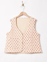 【3色展開】Emerald Motel 花柄 リバーシブル キルティングベスト