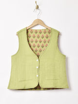 【3色展開】Emerald Motel 花柄 リバーシブル キルティングベスト