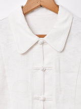 【2色展開】織柄 長袖チャイナボタンシャツ