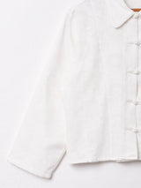 【2色展開】織柄 長袖チャイナボタンシャツ