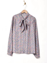 花柄 ボウタイブラウス