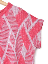 総柄 半袖セーター