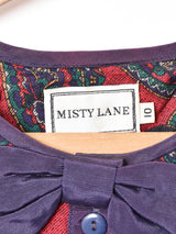 アメリカ製 リボン付き ペイズリー柄 長袖ワンピース