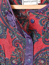 アメリカ製 リボン付き ペイズリー柄 長袖ワンピース