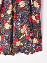 アメリカ製 レースカラー Vネック 総柄 長袖ワンピース