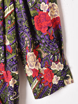 アメリカ製 レースカラー Vネック 総柄 長袖ワンピース