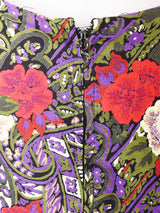 アメリカ製 レースカラー Vネック 総柄 長袖ワンピース