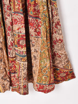 ベルト付き ノーカラー 総柄 長袖ワンピース