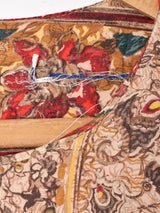 ベルト付き ノーカラー 総柄 長袖ワンピース