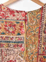 ベルト付き ノーカラー 総柄 長袖ワンピース