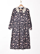 イギリス製 LauraAshley ダブルボタン 花柄 長袖ワンピース
