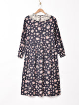 イギリス製 LauraAshley ダブルボタン 花柄 長袖ワンピース