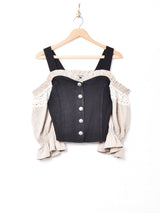 【2色展開】7分袖 オフショルダー チロリアントップス