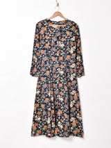 アメリカ製 花柄 フロントボタン 長袖ワンピース