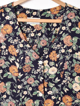 アメリカ製 花柄 フロントボタン 長袖ワンピース