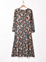 アメリカ製 花柄 フロントボタン 長袖ワンピース