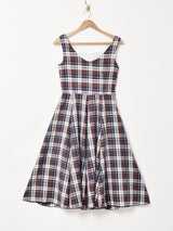 チェック柄 スリーブレスワンピース