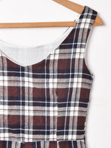 チェック柄 スリーブレスワンピース