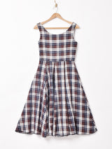 チェック柄 スリーブレスワンピース
