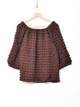 【2色展開】Meridian7分袖 エンボストップス