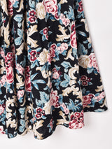 花柄 ビブカラー 7分袖ワンピース