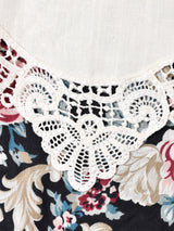 花柄 ビブカラー 7分袖ワンピース