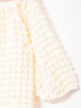 【2色展開】Meridian7分袖 エンボストップス