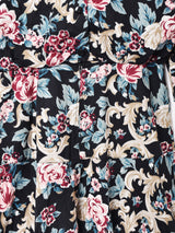 花柄 ビブカラー 7分袖ワンピース