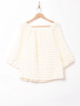 【2色展開】Meridian7分袖 エンボストップス