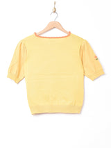 Elcamino花刺繍 半袖ニットカーディガン