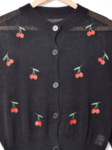 Meridianチェリー刺繍 カーディガン