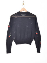 Meridianチェリー刺繍 カーディガン