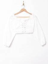【2色展開】Meridianレースアップ クロップドブラウス
