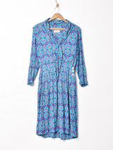 アメリカ製 ボウタイ 総柄 長袖ワンピース