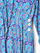 アメリカ製 ボウタイ 総柄 長袖ワンピース