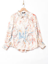 【2色展開】Meridianマーブルパターン バルーンスリーブシャツ