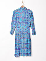 アメリカ製 ボウタイ 総柄 長袖ワンピース