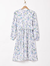 カナダ製 花柄 ノーカラー 長袖ワンピース