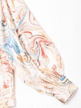 【2色展開】Meridianマーブルパターン バルーンスリーブシャツ