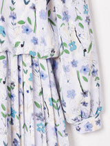 カナダ製 花柄 ノーカラー 長袖ワンピース